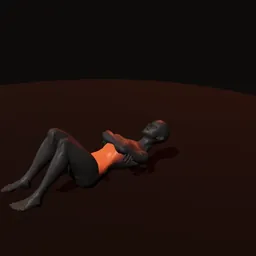 Abdominal 3/4: posição 2 de 3 (boneco 3D feminino)