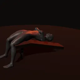 Abdominal completo declinado: posição 1 de 3 (boneco 3D feminino)