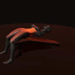 Abdominal completo declinado: posição 2 de 3 (boneco 3D feminino)