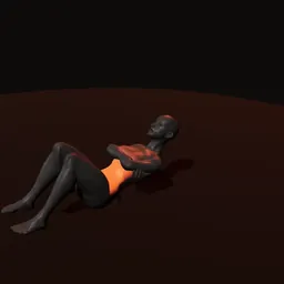 Abdominal completo: posição 3 de 3 (boneco 3D feminino)