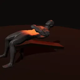 Abdominal declinado: posição 3 de 3 (boneco 3D masculino)