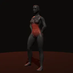 Abdução de quadril em pé com elástico: posição 2 de 3 (boneco 3D feminino)