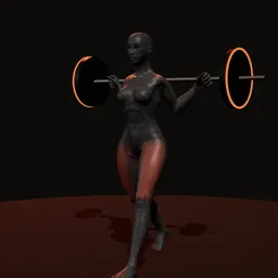 Afundo caminhando com barra: posição 1 de 3 (boneco 3D feminino)