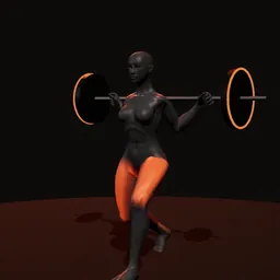 Afundo caminhando com barra: posição 2 de 3 (boneco 3D feminino)