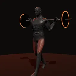 Afundo caminhando com barra: posição 1 de 3 (boneco 3D masculino)