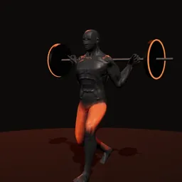 Afundo caminhando com barra: posição 2 de 3 (boneco 3D masculino)