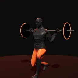 Afundo com barra: posição 3 de 3 (boneco 3D masculino)