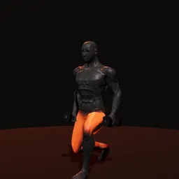 Afundo posterior com halteres: posição 3 de 3 (boneco 3D masculino)