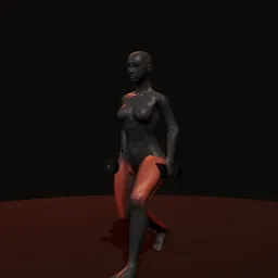 Agachamento afundo: posição 2 de 3 (boneco 3D feminino)