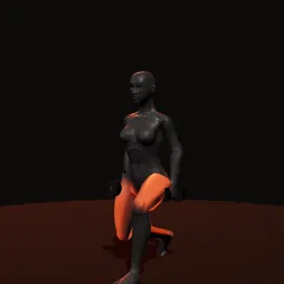 Agachamento afundo: posição 3 de 3 (boneco 3D feminino)