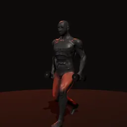 Agachamento afundo: posição 2 de 3 (boneco 3D masculino)