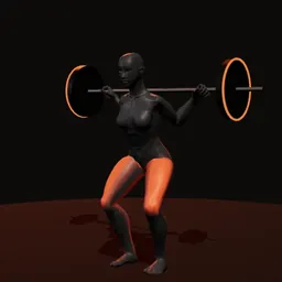 Agachamento base fechada: posição 2 de 3 (boneco 3D feminino)
