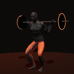 Agachamento base fechada: posição 2 de 3 (boneco 3D masculino)