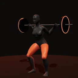 Agachamento no caixote com correntes: posição 2 de 3 (boneco 3D feminino)