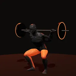 Agachamento com correntes: posição 3 de 3 (boneco 3D masculino)
