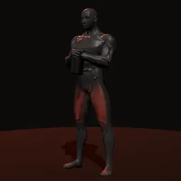 Agachamento frontal com dois kettlebells: posição 1 de 3 (boneco 3D masculino)