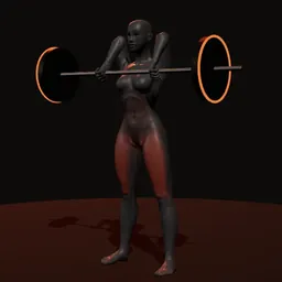Agachamento frontal com pegada de clean: posição 1 de 3 (boneco 3D feminino)