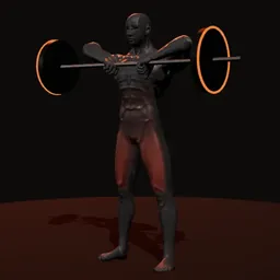 Agachamento frontal com pegada de clean: posição 1 de 3 (boneco 3D masculino)
