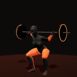 Agachamento invertido no caixote com elástico: posição 3 de 3 (boneco 3D feminino)
