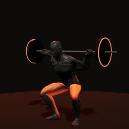 Agachamento com barra: posição 3 de 3 (boneco 3D masculino)