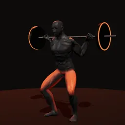 Agachamento olímpico: posição 2 de 3 (boneco 3D masculino)