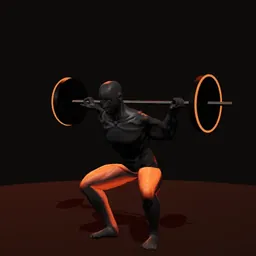 Agachamento olímpico: posição 3 de 3 (boneco 3D masculino)
