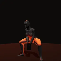Agachamento plié com halter: posição 3 de 3 (boneco 3D feminino)