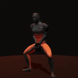 Agachamento plié com halter: posição 2 de 3 (boneco 3D masculino)