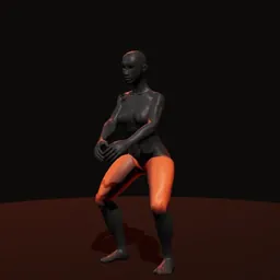 Agachamento sentando: posição 2 de 3 (boneco 3D feminino)