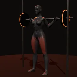 Agachamento no Smith: posição 1 de 3 (boneco 3D feminino)