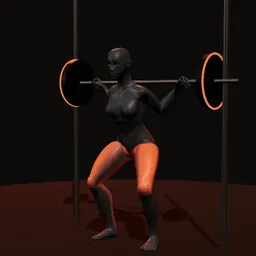 Agachamento no Smith: posição 2 de 3 (boneco 3D feminino)