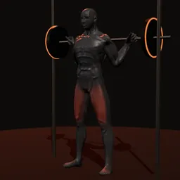 Agachamento no Smith: posição 1 de 3 (boneco 3D masculino)
