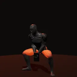 Agachamento sumô com halteres: posição 3 de 3 (boneco 3D masculino)