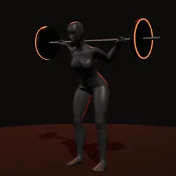 Bom dia com barra e pernas semirrígidas: posição 2 de 3 (boneco 3D feminino)