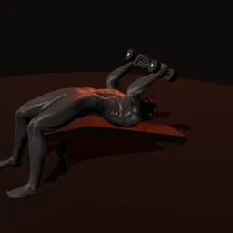 Crucifixo declinado com halteres: posição 1 de 3 (boneco 3D masculino)
