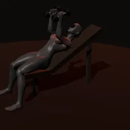 Crucifixo inclinado com halteres: posição 1 de 3 (boneco 3D feminino)