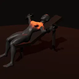 Crucifixo inclinado com halteres: posição 3 de 3 (boneco 3D feminino)
