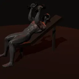 Crucifixo inclinado com halteres: posição 1 de 3 (boneco 3D masculino)