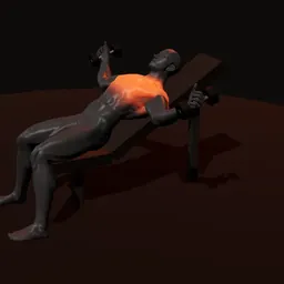 Crucifixo inclinado com halteres: posição 3 de 3 (boneco 3D masculino)