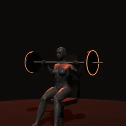 Desenvolvimento militar sentado com barra: posição 1 de 3 (boneco 3D feminino)