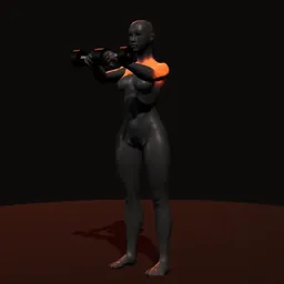 Elevação frontal com dois halteres: posição 3 de 3 (boneco 3D feminino)