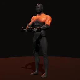 Elevação frontal com dois halteres: posição 2 de 3 (boneco 3D masculino)