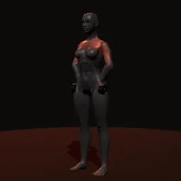 Elevação frontal com halteres: posição 1 de 3 (boneco 3D feminino)