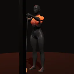 Elevação frontal na polia: posição 3 de 3 (boneco 3D feminino)