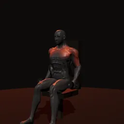 Elevação lateral sentado lateral: posição 1 de 3 (boneco 3D masculino)