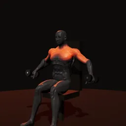 Elevação lateral sentado lateral: posição 2 de 3 (boneco 3D masculino)