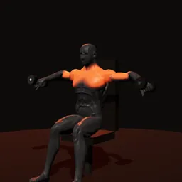 Elevação lateral sentado lateral: posição 3 de 3 (boneco 3D masculino)