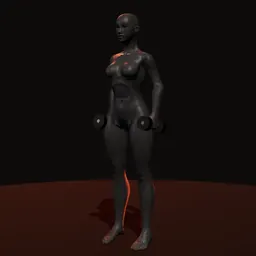 Elevação de panturrilha com halteres: posição 2 de 3 (boneco 3D feminino)