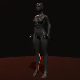 Elevação de panturrilha com halteres: posição 3 de 3 (boneco 3D feminino)