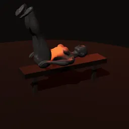 Elevação de pernas deitado reto no banco: posição 3 de 3 (boneco 3D feminino)